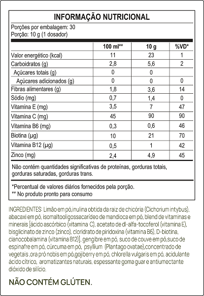 Tabela Nutricional - Limão